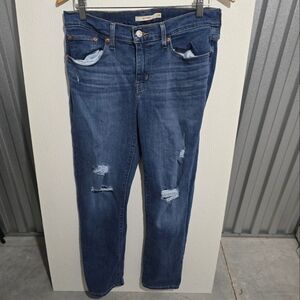 Levi Strauss Co Distressed Boyfriend Ripped Denim Blue Jeans SIZE 28